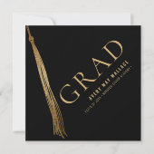 Zwart Goud Tassel Uniek Afstuderen Aangepaste foto Kaart (Voorkant)