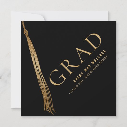Zwart Goud Tassel Uniek Afstuderen Aangepaste foto Kaart (Voorkant)