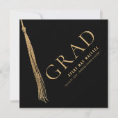 Zwart Goud Tassel Uniek Afstuderen Aangepaste foto Kaart (Voorkant)