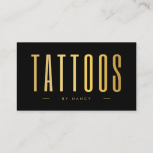 Zwart & Goud Tattoo Artiest Minimalist Visitekaartje