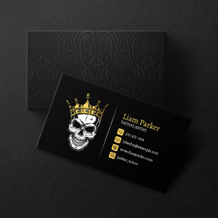 Zwart & Goud Tattoo Kunstenaar Crown Skull Tattoo  Visitekaartje