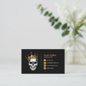 Zwart & Goud Tattoo Kunstenaar Crown Skull Tattoo  Visitekaartje (Staand voorkant)