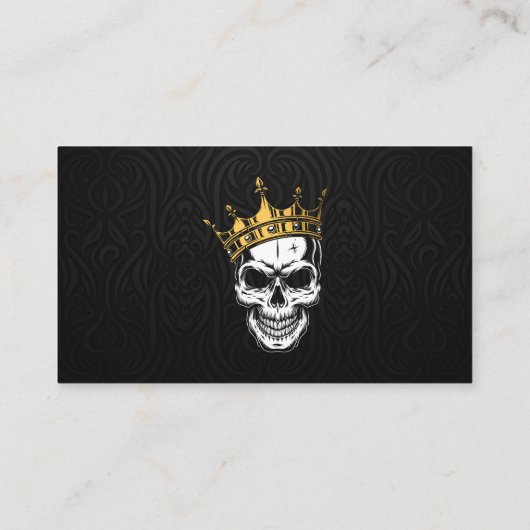 Zwart, Goud Tattoo Kunstenaar Schedel QR Code Inst Visitekaartje (Achterkant)