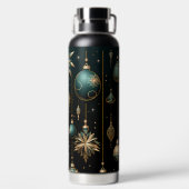 ZWART GOUD TEAL FEESTDAG KERSTVERSIERINGEN WATERFLES (Achterkant)