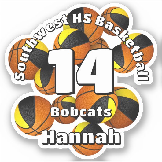 Zwart Goud Team Kleuren Basketballen kinder Team N Sticker (Voorkant)