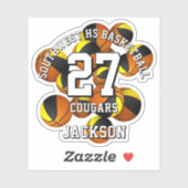 Zwart Goud Team Kleuren Basketballen Team Naam Sticker (Vel)