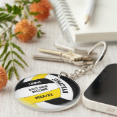 Zwart Goud Team Kleuren Custom Boys Volleybal Sleutelhanger (Voorkant Rechts)