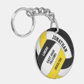 Zwart Goud Team Kleuren Custom Boys Volleybal Sleutelhanger (Voorkant Links)