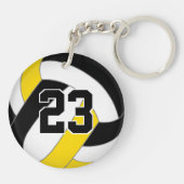 Zwart Goud Team Kleuren Custom Boys Volleybal Sleutelhanger (Achterkant)