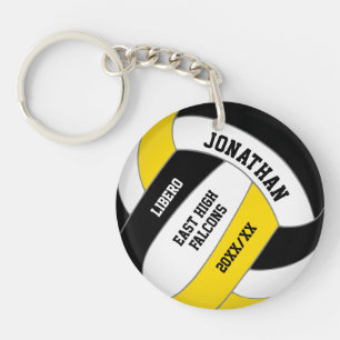 Zwart Goud Team Kleuren Custom Boys Volleybal Sleutelhanger