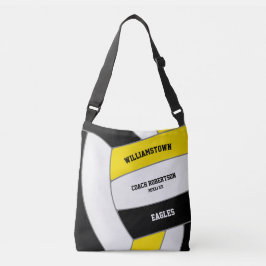 Zwart Goud Team Kleuren Volleybal Atleet Coach Crossbody Tas