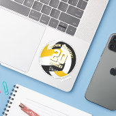 Zwart Goud Team Kleuren Volleybal Club Naam Sticker (Laptop met iPhone)