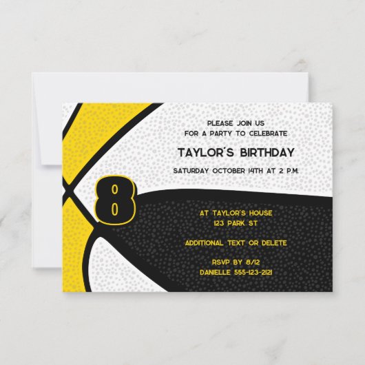 Zwart Goud Team Kleurt Basketbal Verjaardag Kaart (Voorkant)