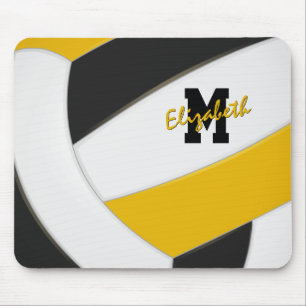 zwart goud teamkleuren gepersonaliseerde volleybal muismat