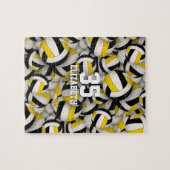 zwart goud teamkleuren meisjes jongens volleybal legpuzzel (Horizontaal)