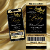 Zwart Goud Ticket Stijl Masquerade Party Kaart