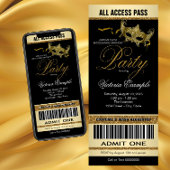 Zwart Goud Ticket Stijl Masquerade Party Kaart