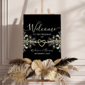 Zwart Goud Touw Hart Wedding Welkom Teken Poster