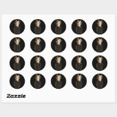  Zwart Goud Trendy Tropische Ananas Ronde Sticker (Vel)