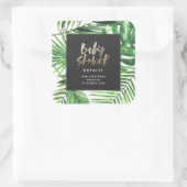 Zwart goud tropisch gebladerte modern baby shower vierkante sticker (Tas)