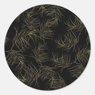 Zwart & Goud Tropisch Glamour Bruiloft Decoratie Ronde Sticker