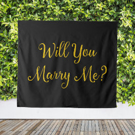 Zwart Goud Trouw Aanzoek Teken Wil Je Met Me Trouw Wandkleed