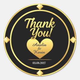 💛 Zwart Goud Trouw Bedankt 🌹 Ronde Sticker