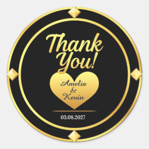 💛 Zwart Goud Trouw Bedankt 🌹 Ronde Sticker