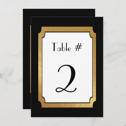 Zwart & Goud Trouw Tafel Nummer Kaart (Voorkant / Achterkant)