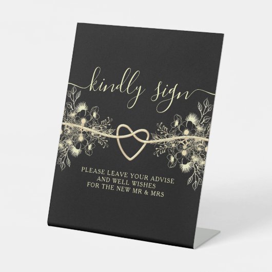 Zwart Goud Trouwadvies Sign Reclamebord Met Voetstuk (Voorkant)