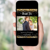 Zwart goud trouwfoto dank u kaart