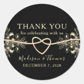 Zwart Goud Trouwgunst Dank u Sticker (Voorkant)