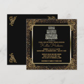 Zwart Goud Trouwtaart Vrijgezellenfeest Elegant Kaart (Voorkant / Achterkant)