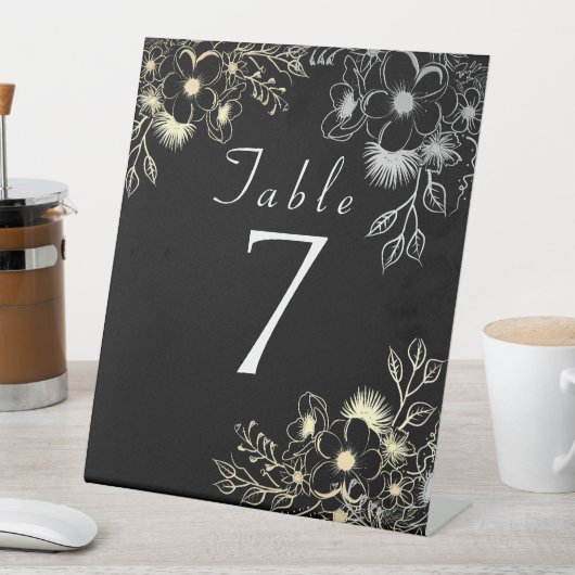  Zwart Goud Trouwtafel Nummer Reclamebord Met Voetstuk (Insitu)
