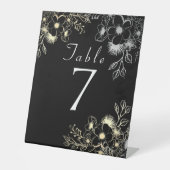Zwart Goud Trouwtafel Nummer Reclamebord Met Voetstuk (Voorkant)