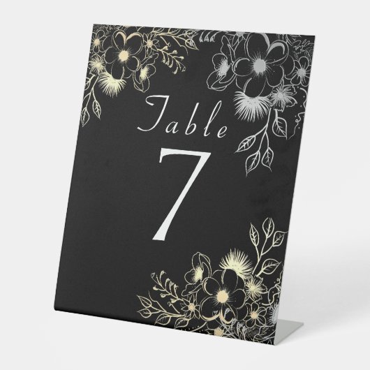  Zwart Goud Trouwtafel Nummer Reclamebord Met Voetstuk (Voorkant)