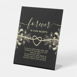 Zwart Goud Trouwtafel Teken Reclamebord Met Voetstuk