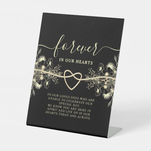 Zwart Goud Trouwtafel Teken Reclamebord Met Voetstuk (Voorkant)