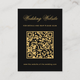 Zwart & Goud Trouwwebsite QR-code Eenvoudig Schrif Informatiekaartje