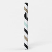 Zwart, goud, turquoise gestreept Case-Mate iPhone case (Achterkant/rechts)