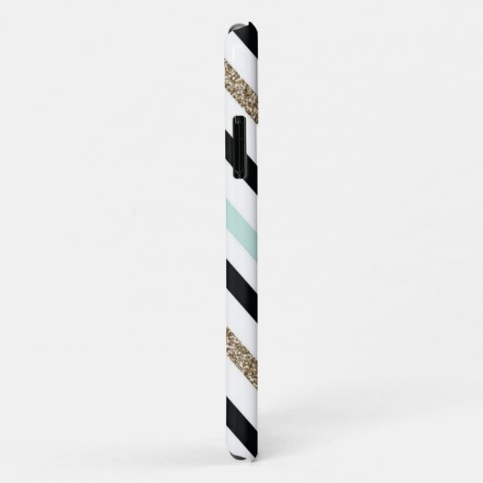 Zwart, goud, turquoise gestreept Case-Mate iPhone case (Achterkant/rechts)