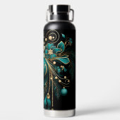 ZWART GOUD TURQUOISE KERSTVERSIERINGEN WATERFLES (Achterkant)