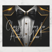 Zwart Goud Tuxedo Champagne Label Sparkling Wijnetiket (Enkel label)