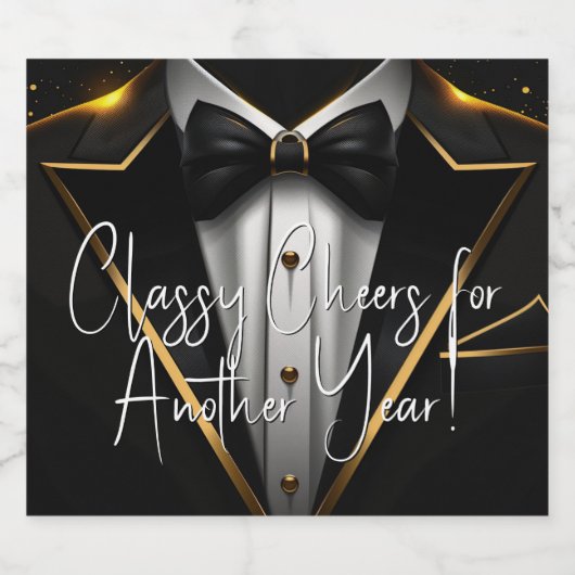 Zwart Goud Tuxedo Champagne Label Sparkling Wijnetiket (Enkel label)