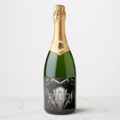 Zwart Goud Tuxedo Champagne Label Sparkling Wijnetiket (Voorkant)