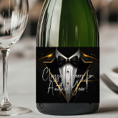Zwart Goud Tuxedo Champagne Label Sparkling Wijnetiket