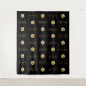 Zwart & Goud Twee logo's Stap & Herhaal Gebeurteni Wandkleed (Voorkant)