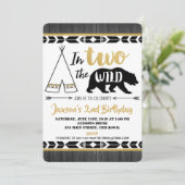 zwart goud twee wild 2e verjaardag uitnodiging (Staand voorkant)