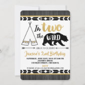 zwart goud twee wild 2e verjaardag uitnodiging (Voorkant)