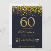 Zwart & Goud Typografie 60e Moderne Verjaardag Kaart (Voorkant)